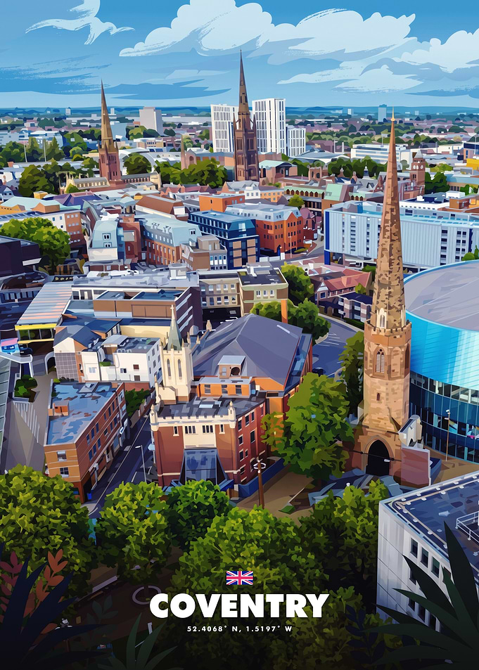 Coventry Cityscape Travel Poster