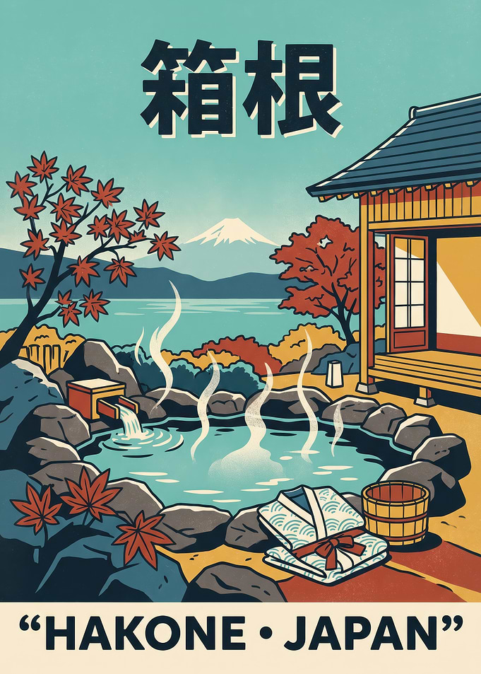 Hakone Japan Hot Spring Travel Poster