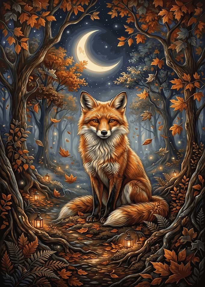 Fox in Enchanted Autumn Forest