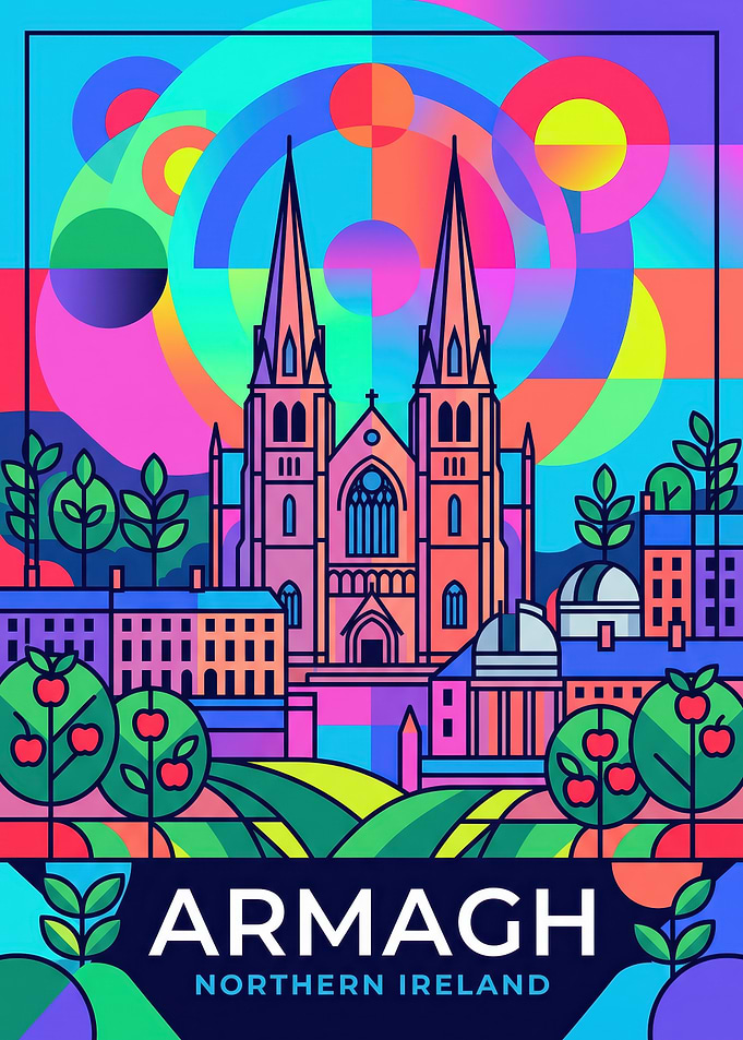 Vibrant Armagh Northern Ireland Travel Poster