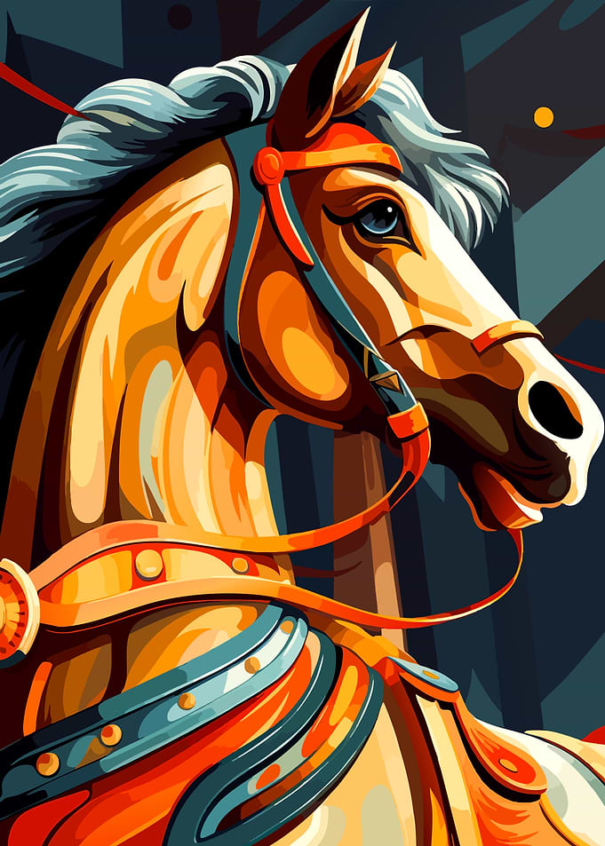 Stylized Carousel Horse Portrait