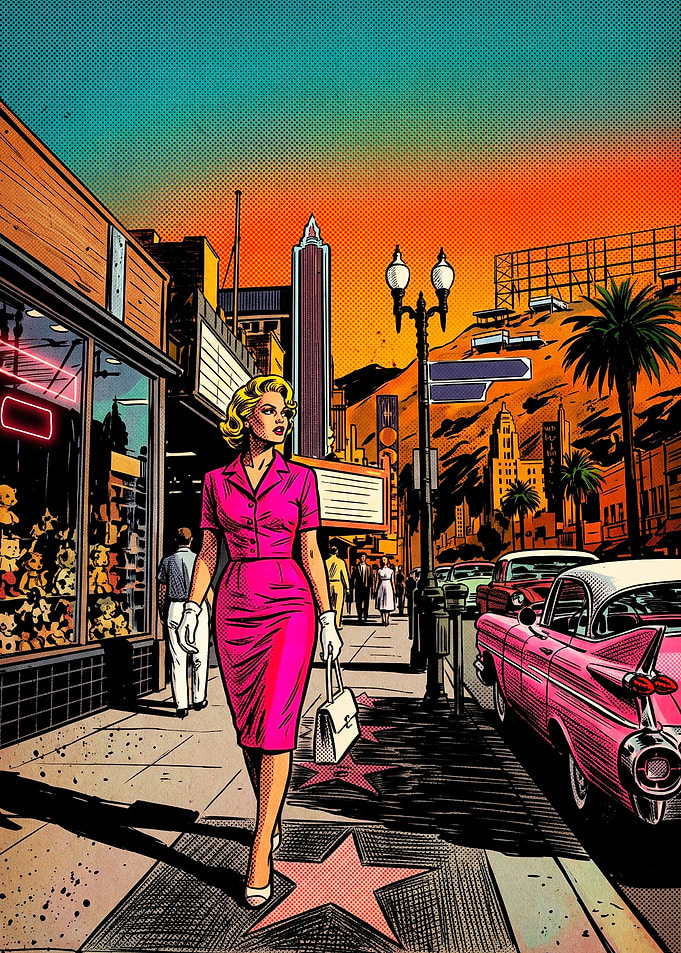 Retro Hollywood Walk of Fame Scene