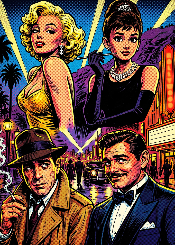 Classic Hollywood Icons Pop Art Collage