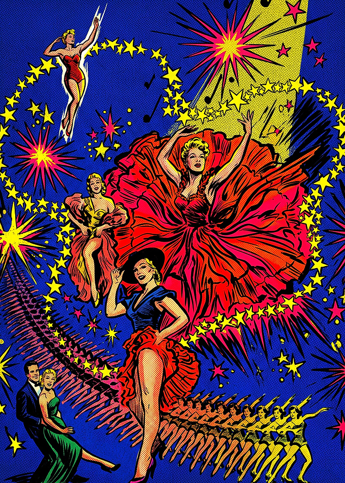 Vintage Pop Art Showgirls Illustration