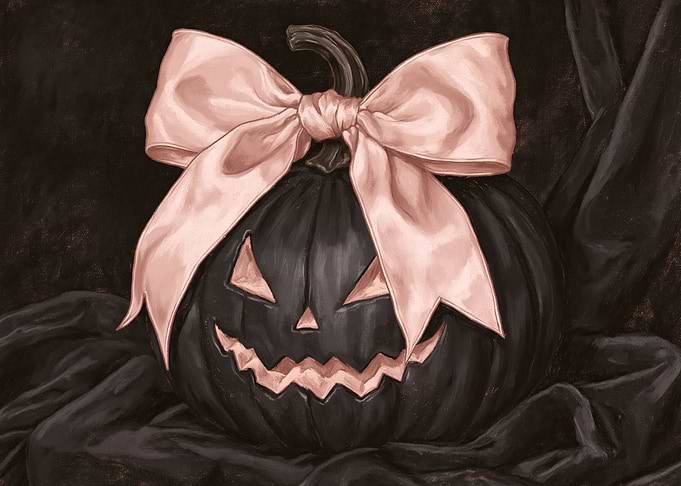 Black Jack-o'-lantern with Pink Bow