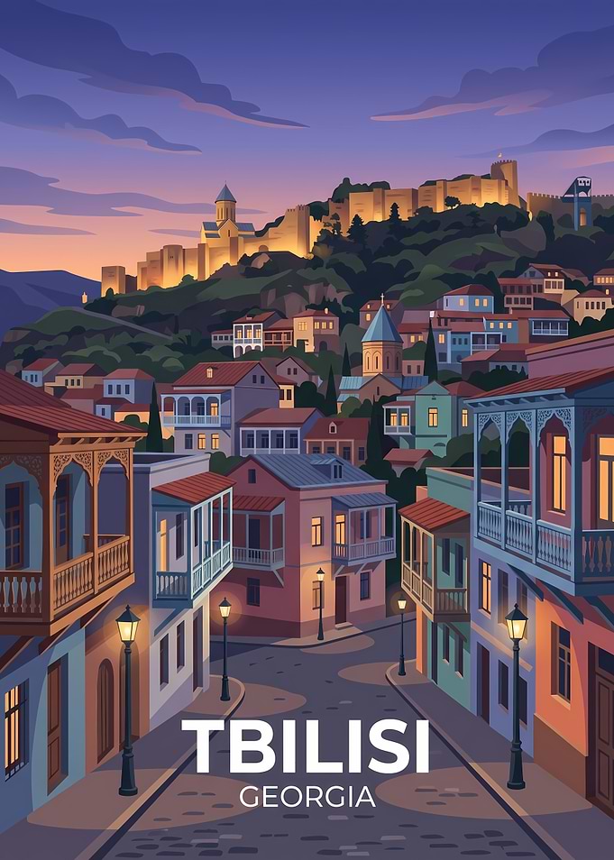 Tbilisi Georgia Travel Poster Illustration