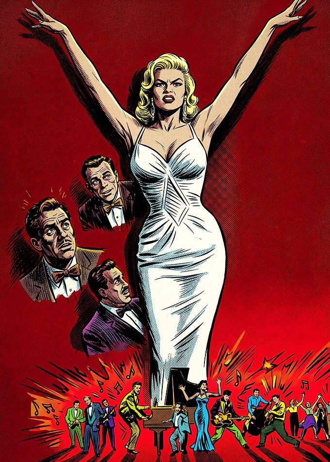 Vintage Comic Style Jazz Performance