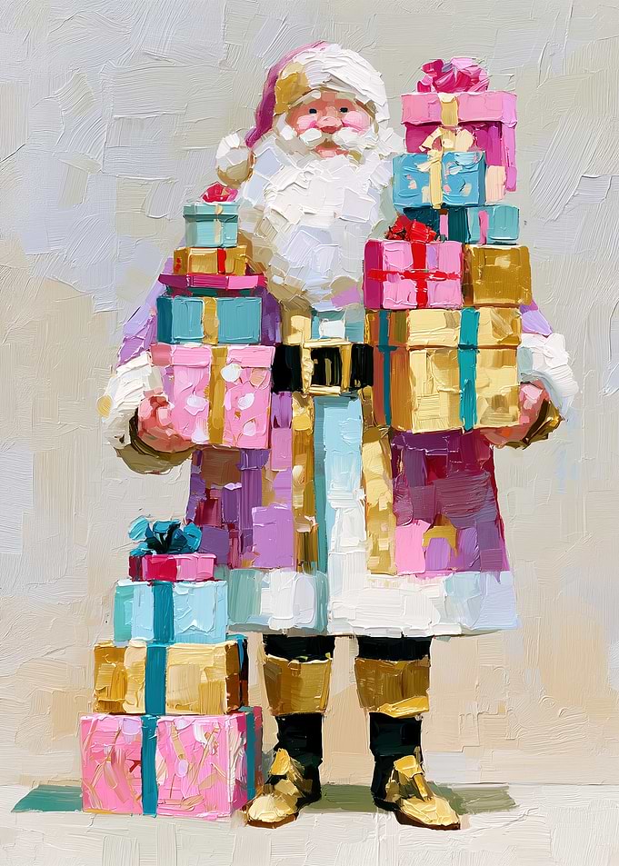 Impressionist Oil Painting of Santa Claus