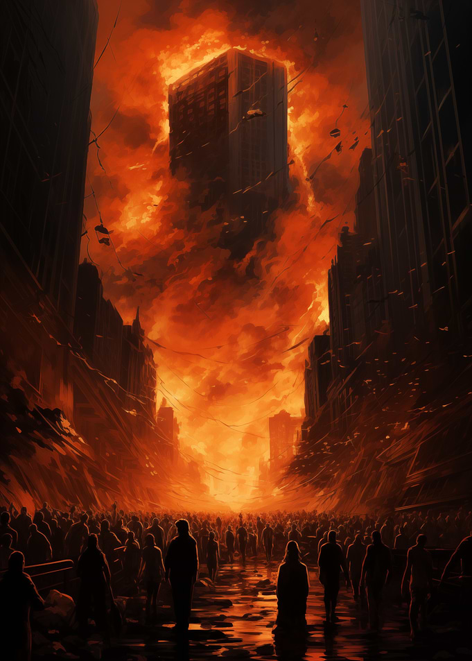 Apocalyptic Cityscape in Flames