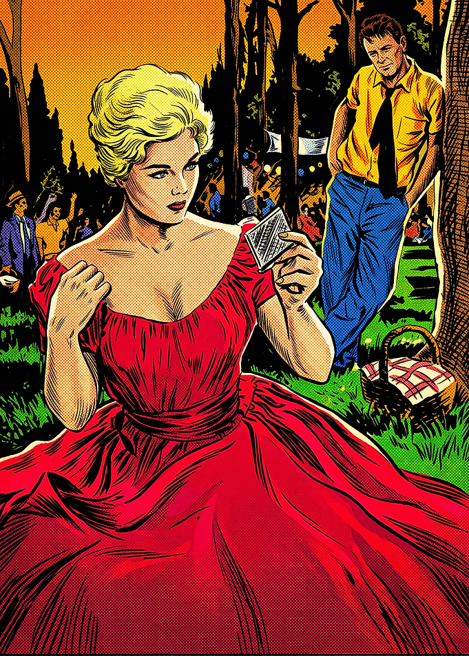 Vintage Comic Style Picnic Scene