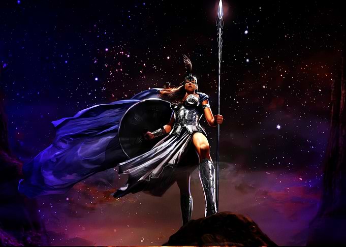 Warrior Goddess Standing in Space
