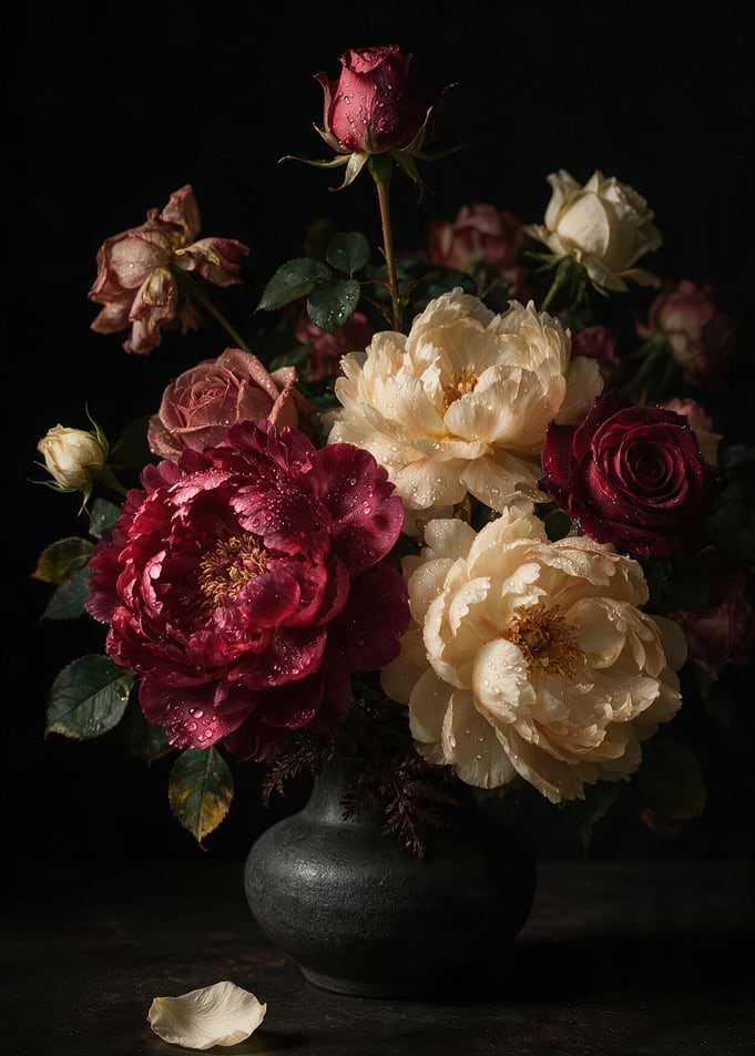 Moody Still Life Floral Arrangement