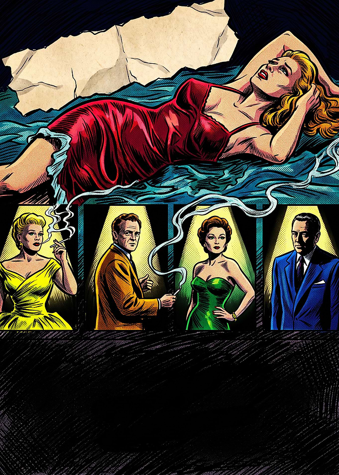 Vintage Noir Comic Book Style Illustration
