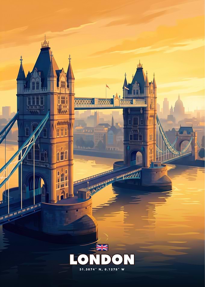 London Tower Bridge Sunset Poster