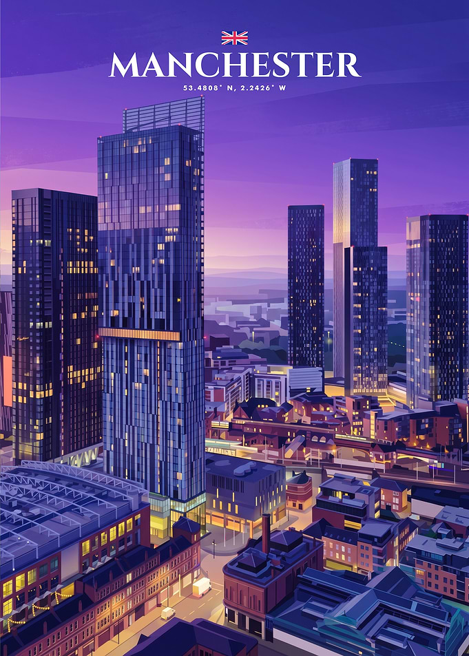 Manchester City Skyline Poster