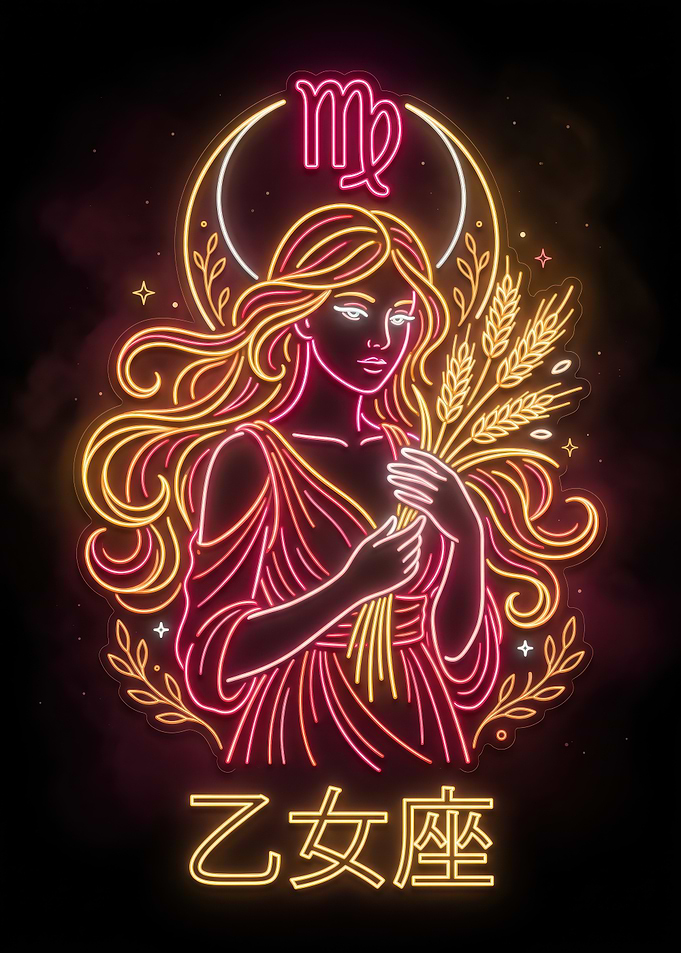 Virgo Zodiac Neon Sign Art