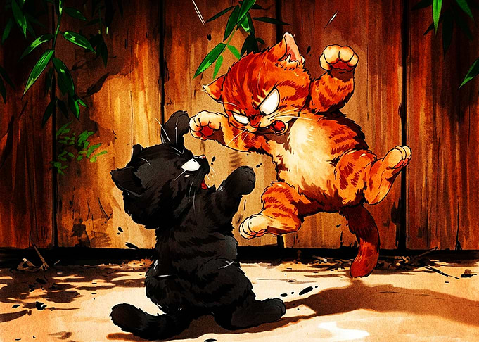 Anime Style Fighting Kittens