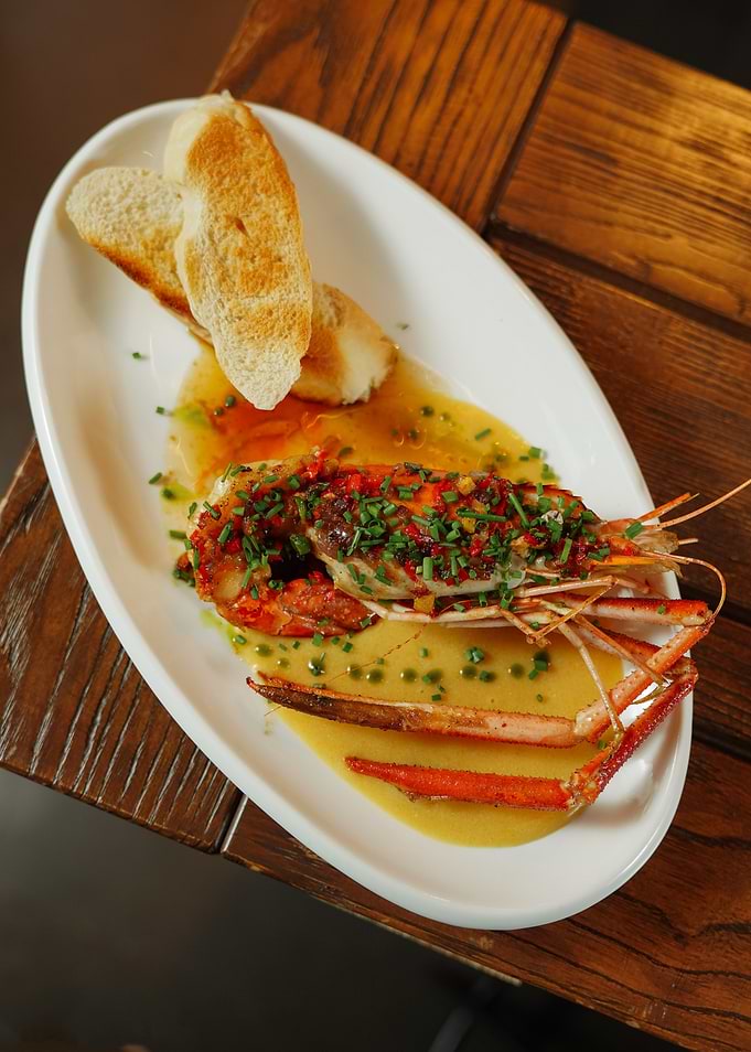 Gourmet Langoustine Dish with Toasted Bread