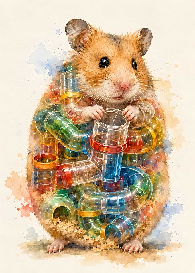 Cute Hamster Colorful Tunnel Maze