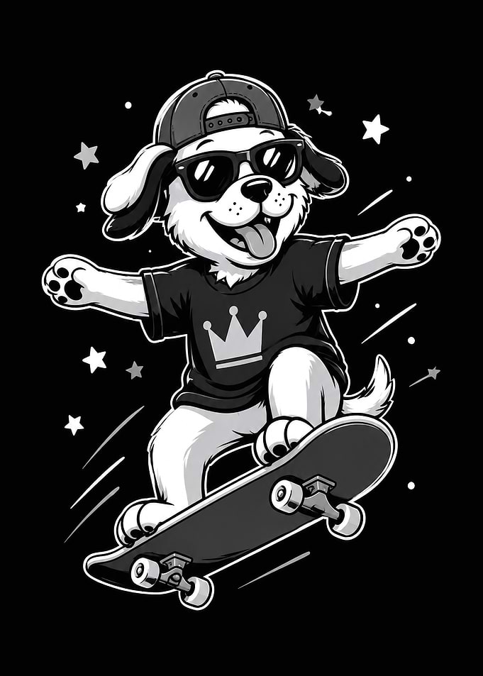 Cool Skater Dog Cartoon Illustration