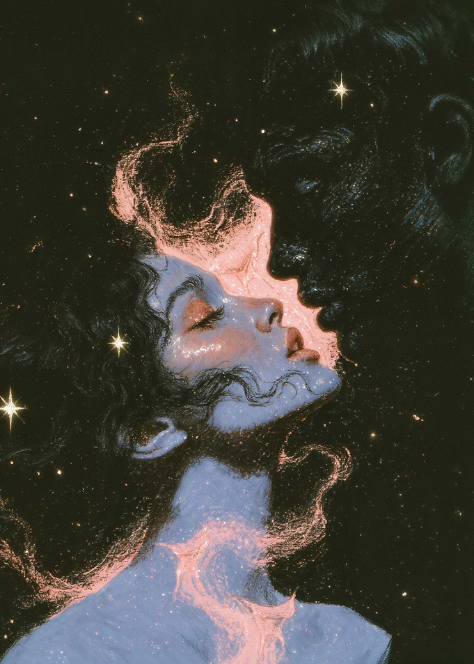 Celestial Lovers Cosmic Embrace