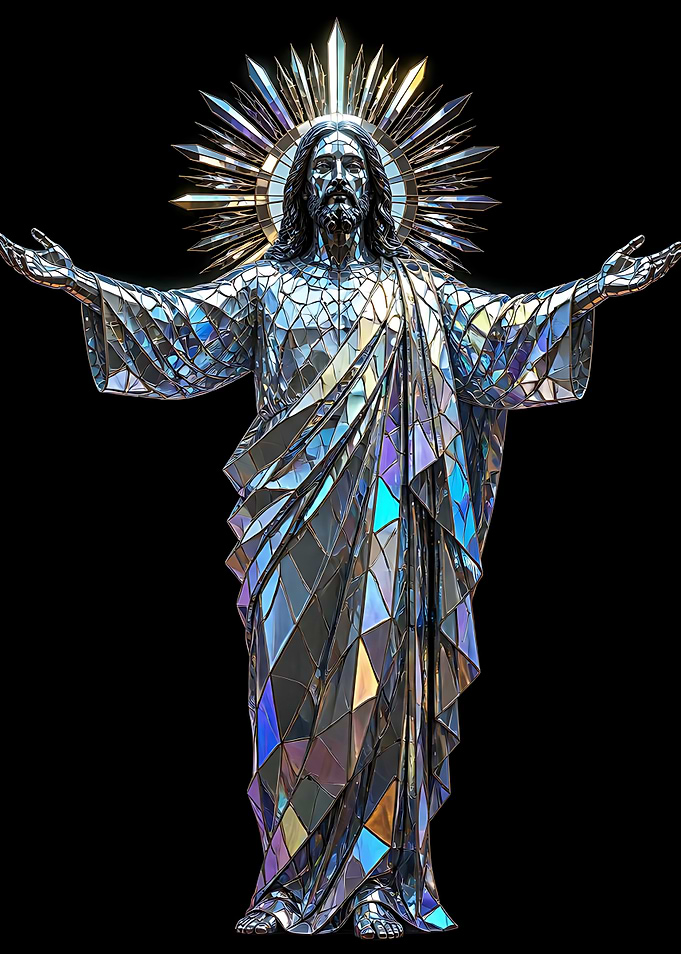 Reflective Mosaic Jesus Statue