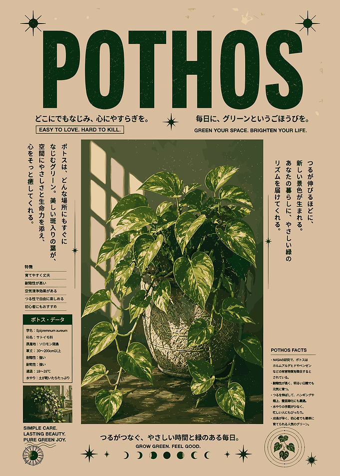 Vintage Style Pothos Plant Poster