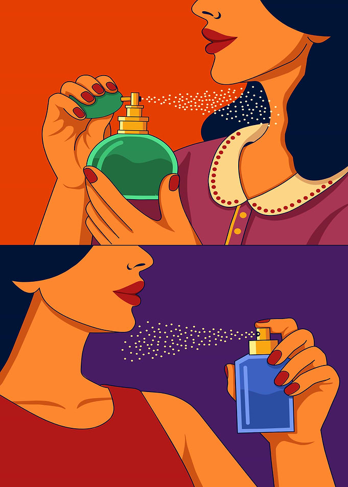 Pop Art Perfume Application Illustration
