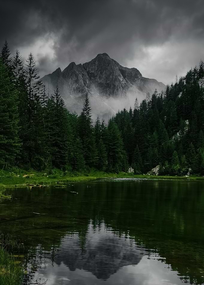 Misty Mountain Lake Landscape