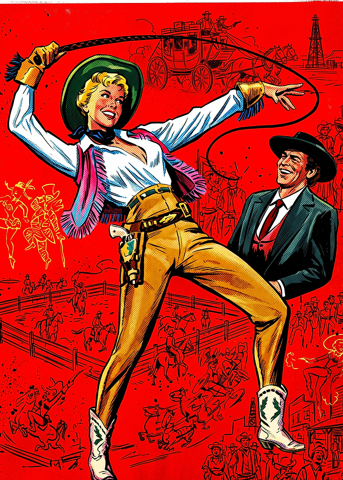 Vintage Western Cowgirl Movie Poster Art