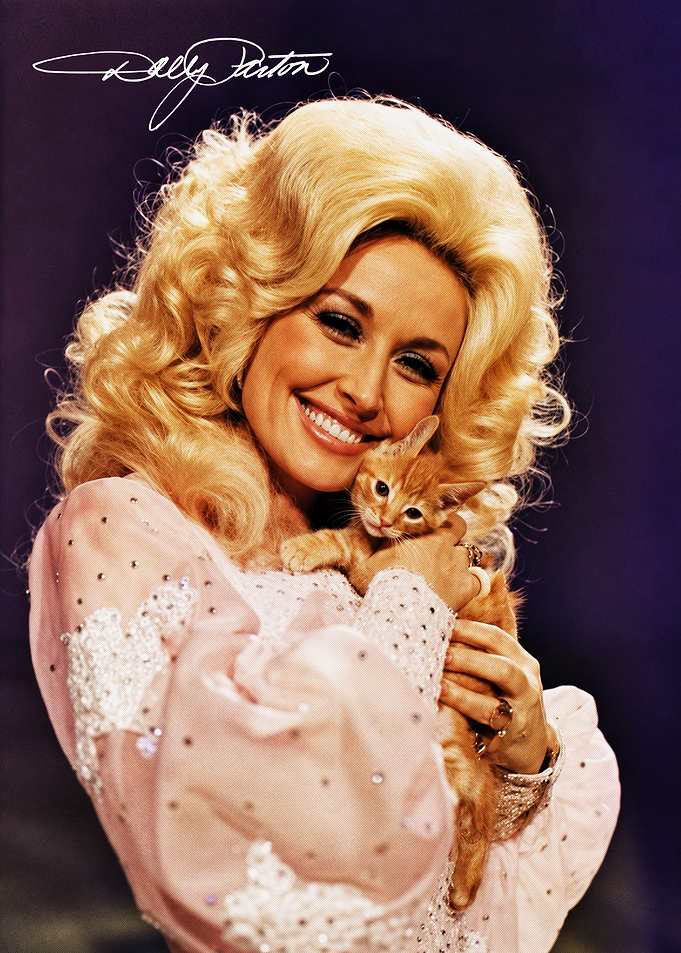 Dolly Parton Holding a Kitten