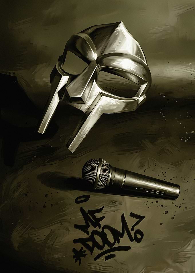 MF DOOM Mask and Microphone Art