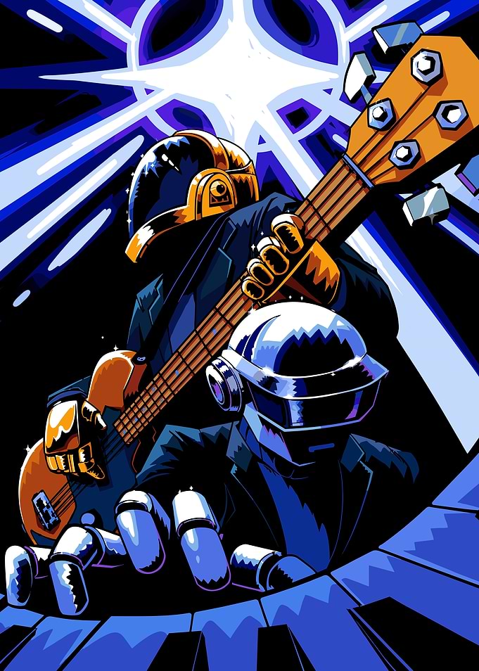 Daft Punk Electronic Music Duo Illustration