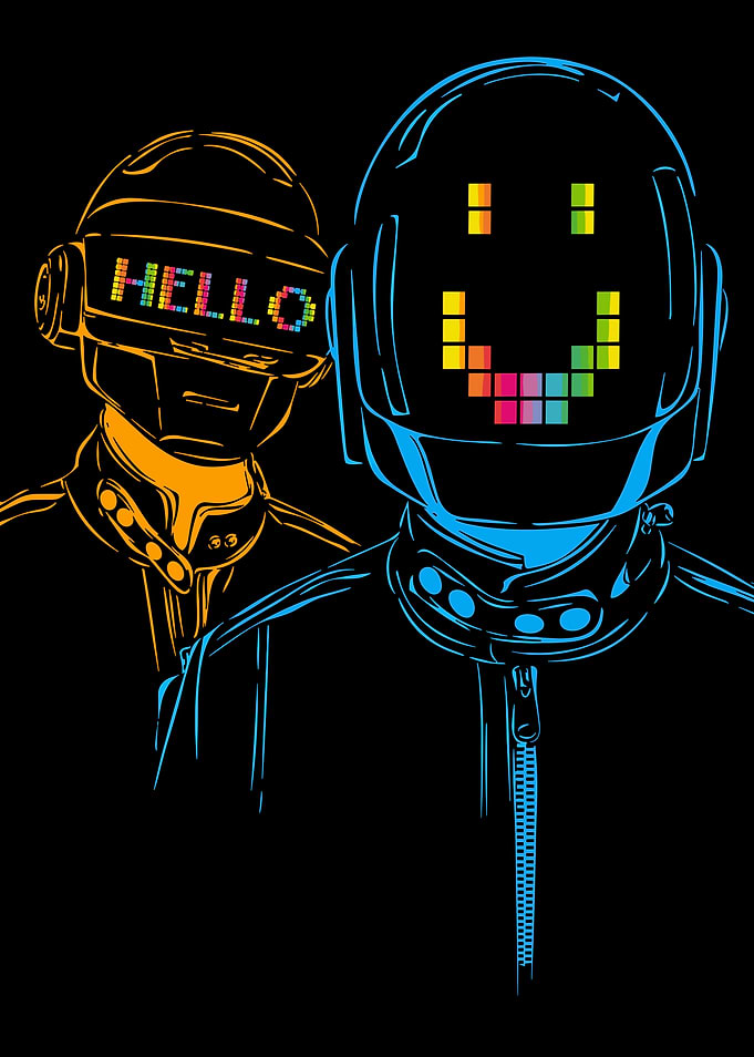Daft Punk Neon Pixel Art