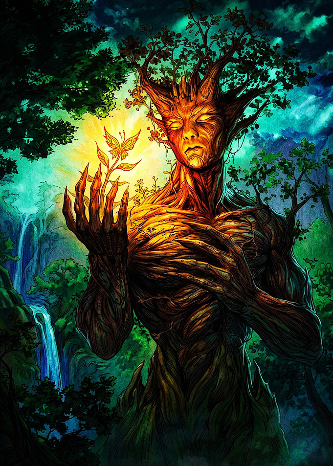 Ent Guardian with Glowing Butterfly