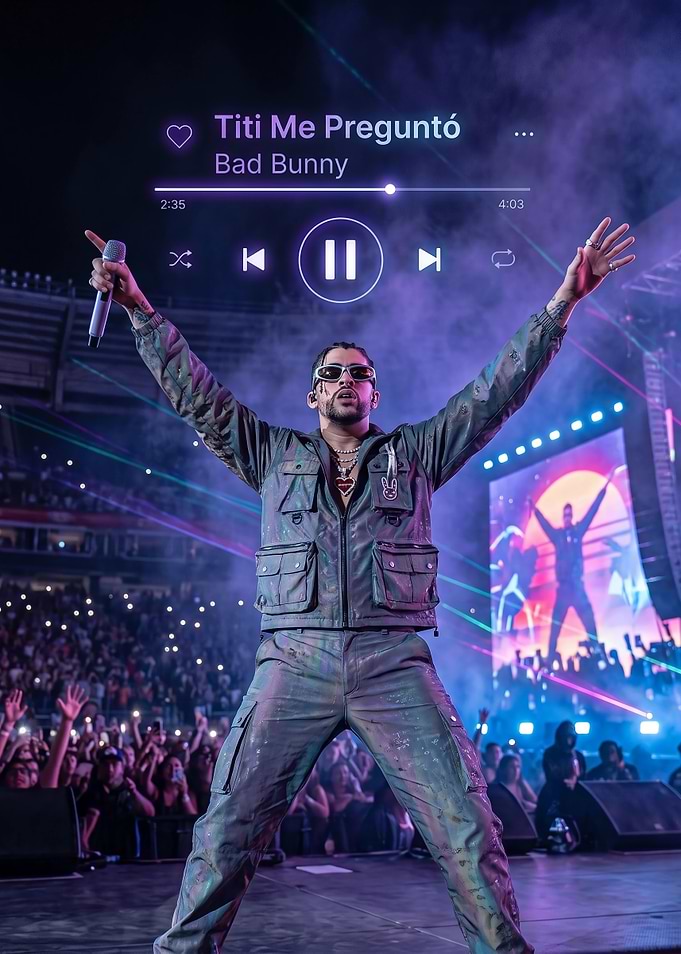 Bad Bunny performing live on stage