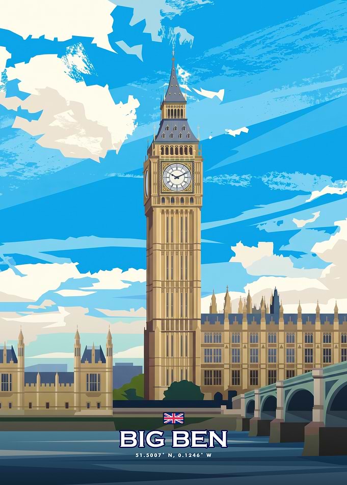 Big Ben London Travel Poster