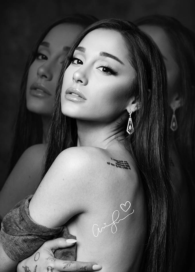 Ariana Grande Black and White Portrait