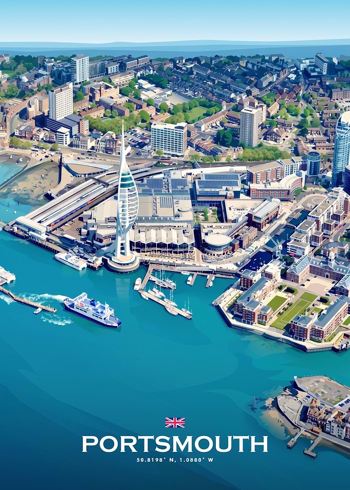 Portsmouth Cityscape Travel Poster