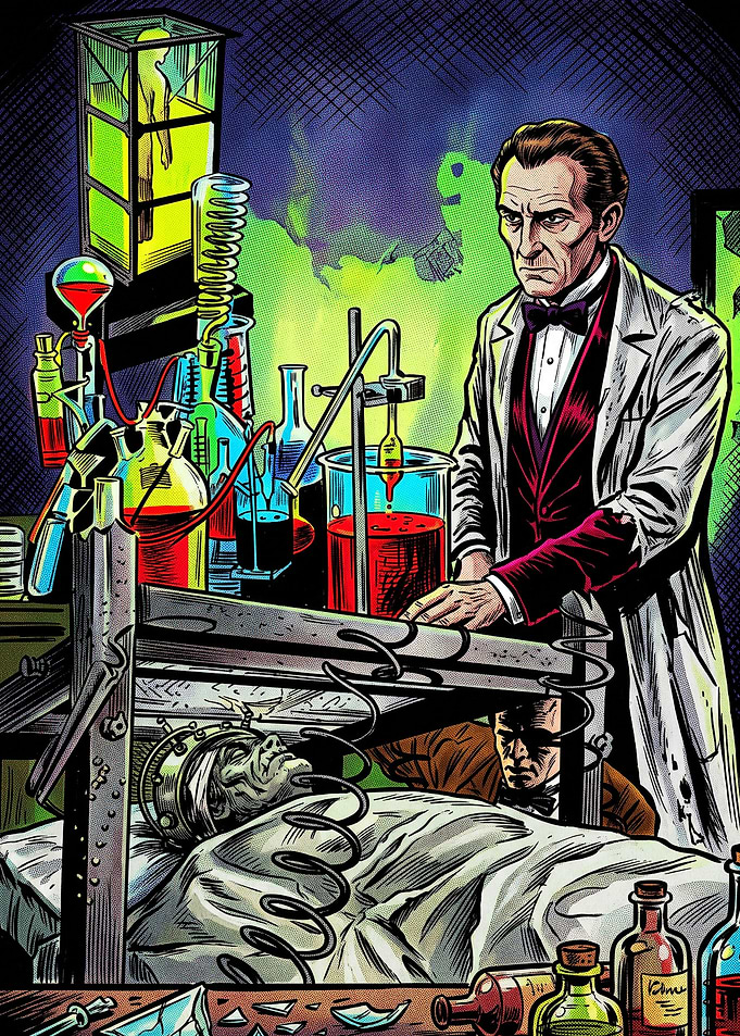 Mad Scientist Frankenstein Laboratory Scene
