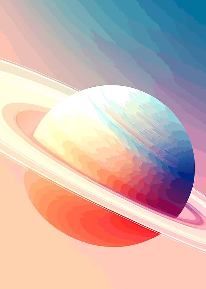 Abstract Artistic Saturn Planet Illustration