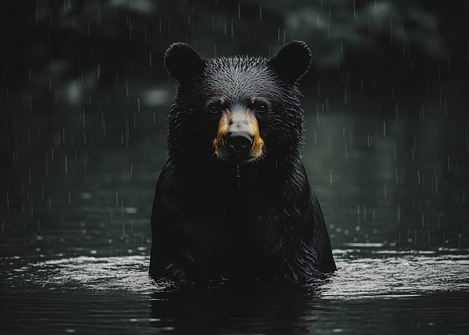Black Bear in the Rain