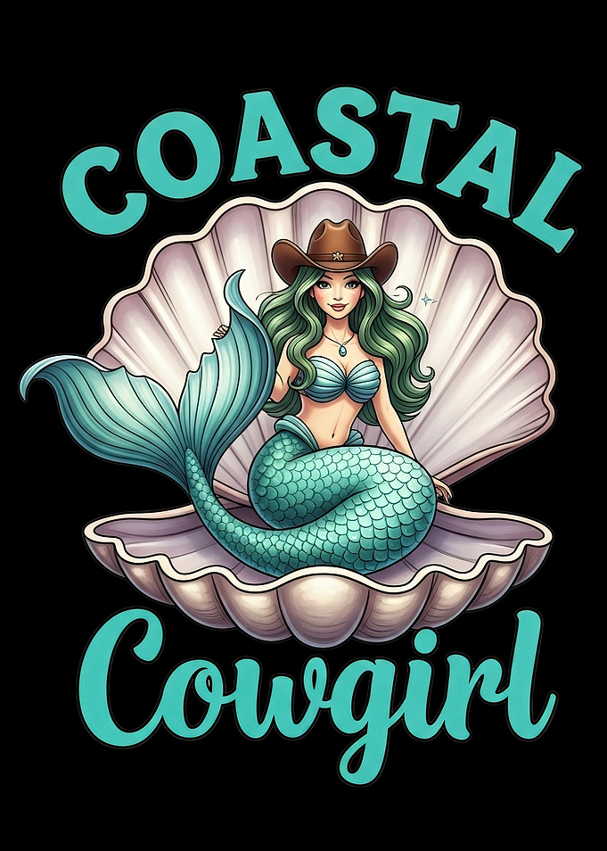 Coastal Cowgirl Mermaid Illustration