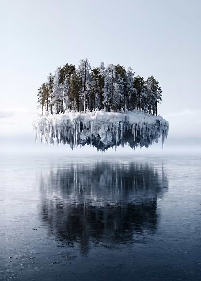 Floating Frozen Forest Island