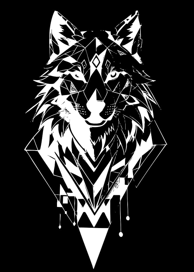 Geometric Wolf Head Illustration