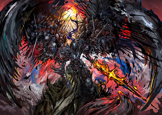 Dark Knight with Flaming Sword