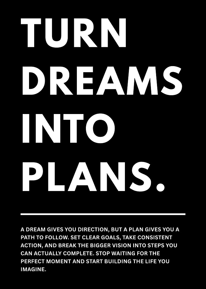 Turn Dreams Into Plans - Motivational Poster