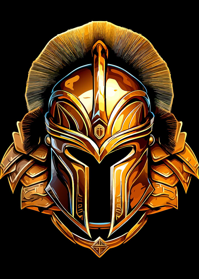 Golden Spartan Warrior Helmet Illustration