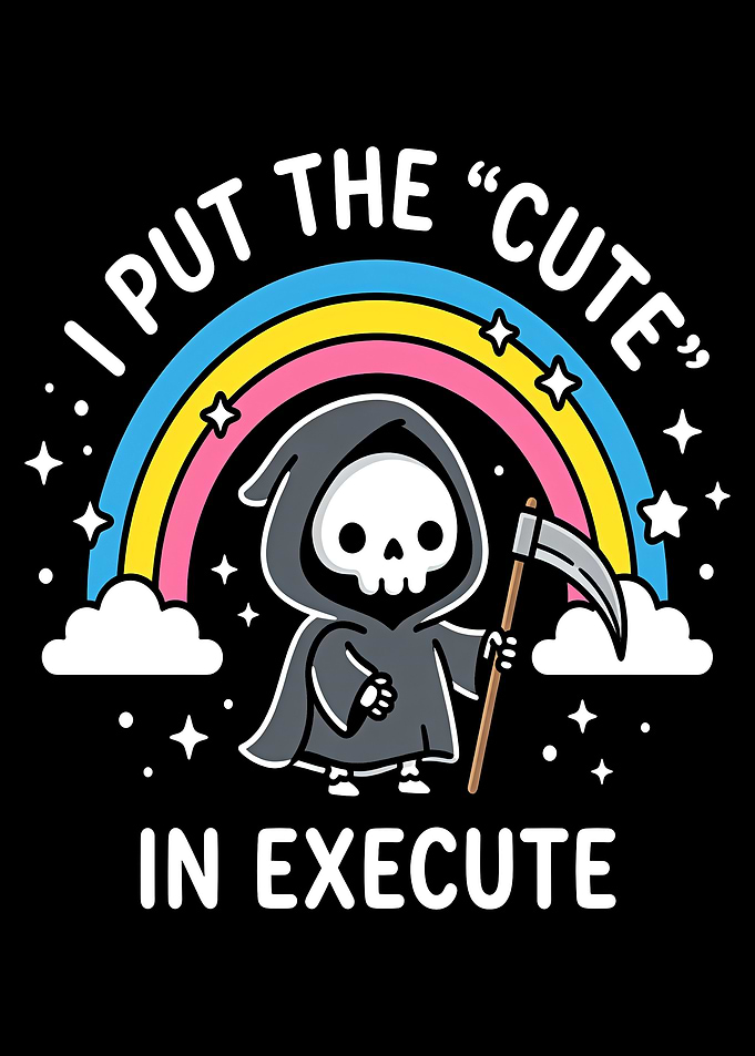 Cute Execute Grim Reaper Rainbow Design