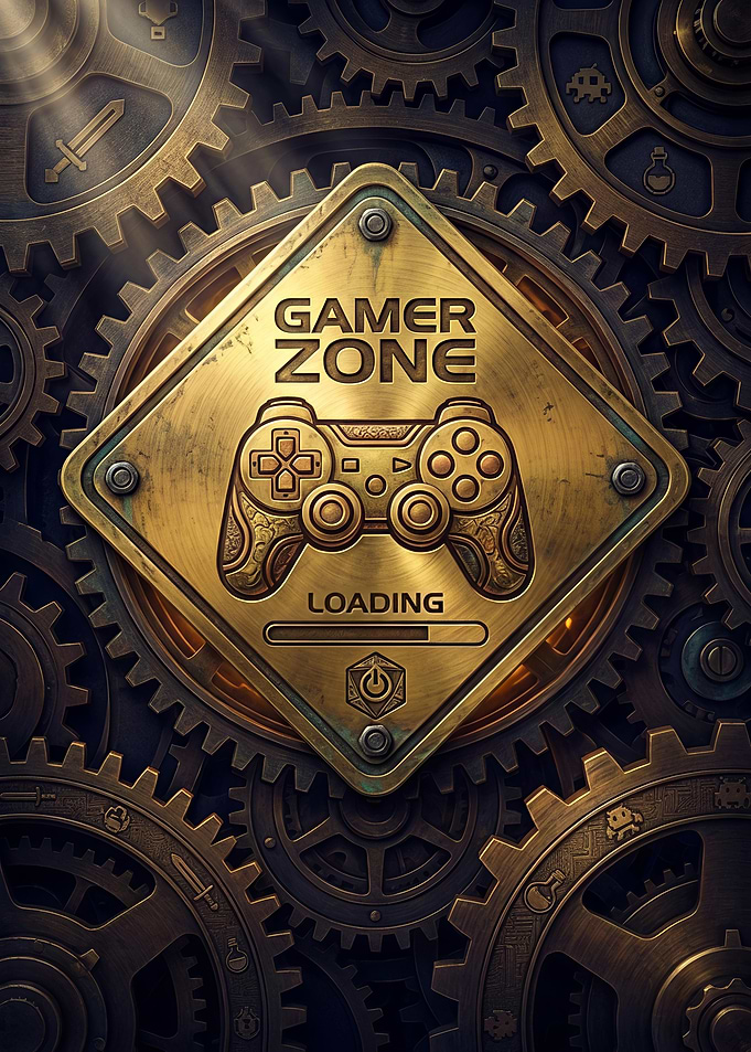Steampunk Gamer Zone Loading Sign